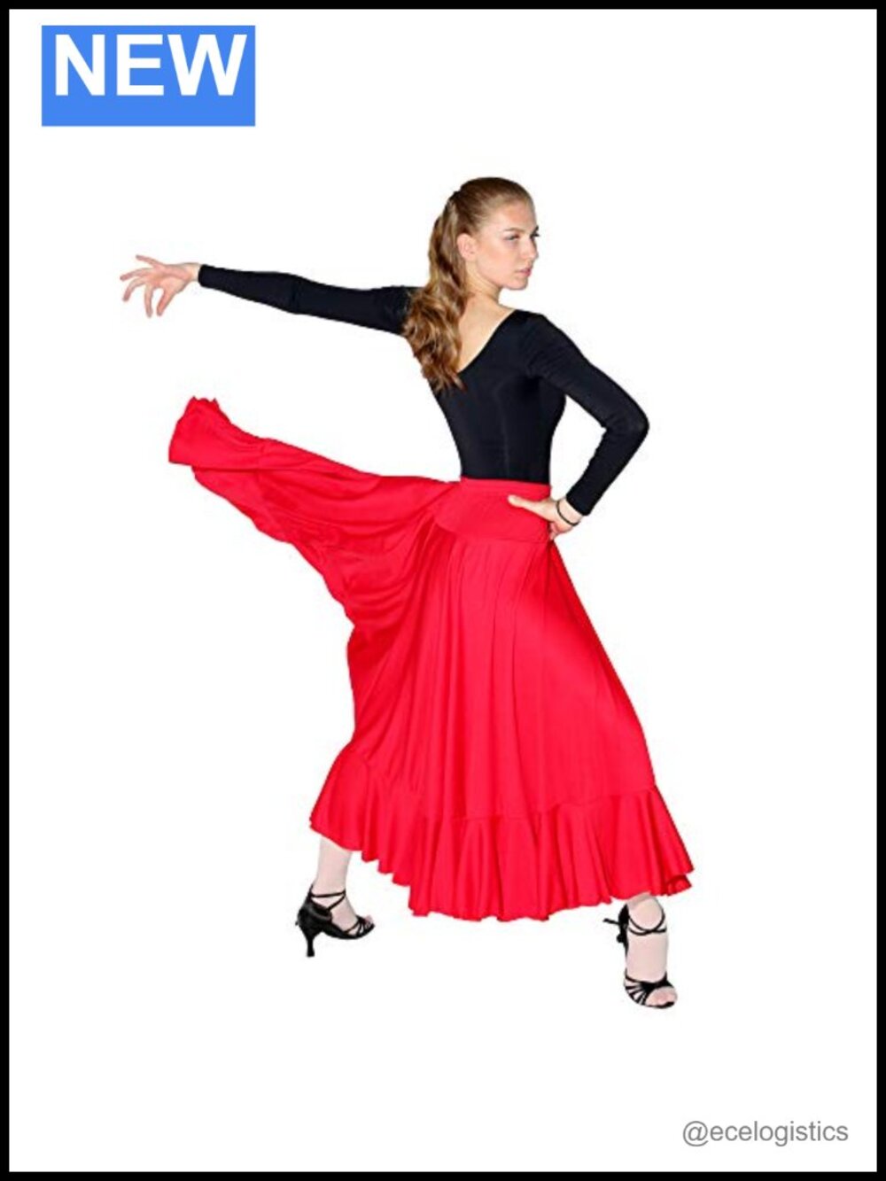 Danzcue Adult Flamenco Dance Skirt 100% Polyester Full Ruffled